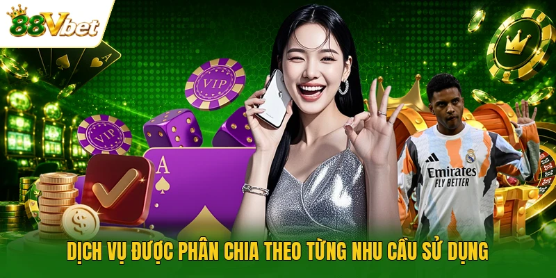Dịch vụ được phân chia theo từng nhu cầu sử dụng